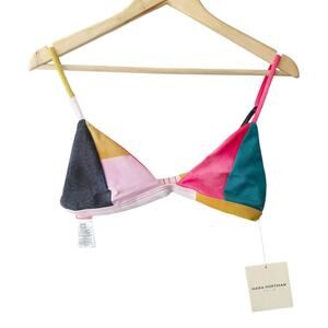 Mara Hoffman Astrid Multicolor UPF 50 Triangle Bikini Swimsuit Top Size Small